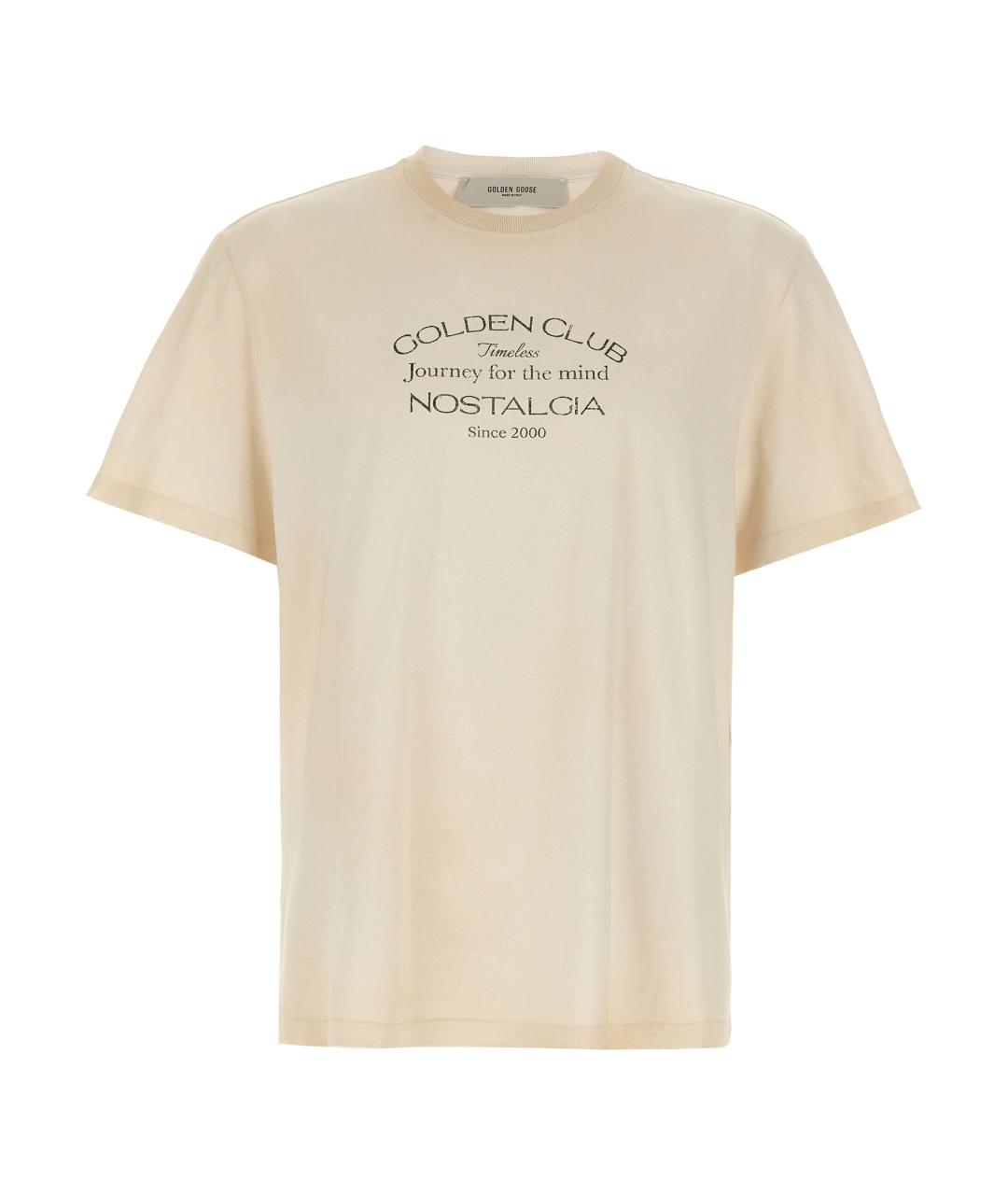 GOLDEN GOOSE DELUXE BRAND Бежевая хлопковая футболка, фото 1