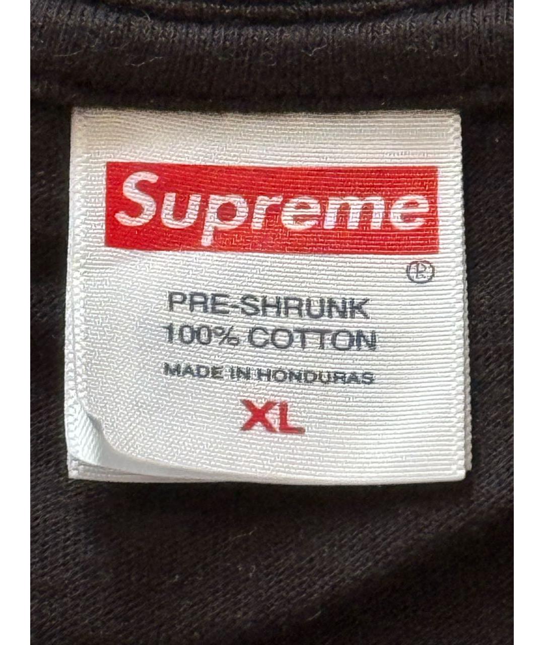 SUPREME Черная хлопковая футболка, фото 3