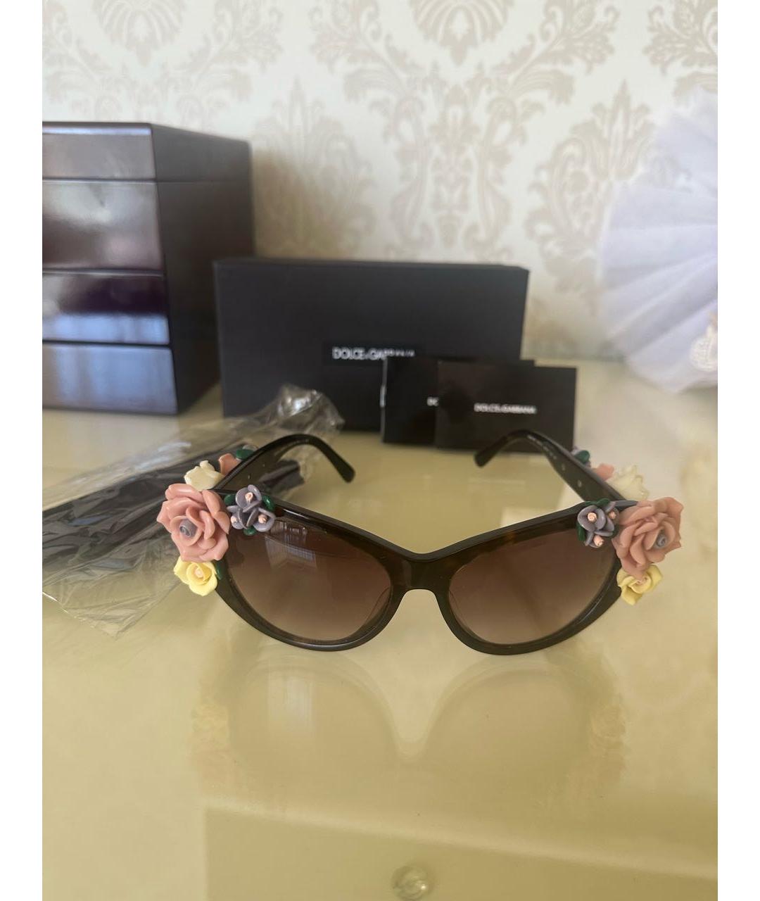 DOLCE&GABBANA Коричневые пластиковые солнцезащитные очки, фото 4