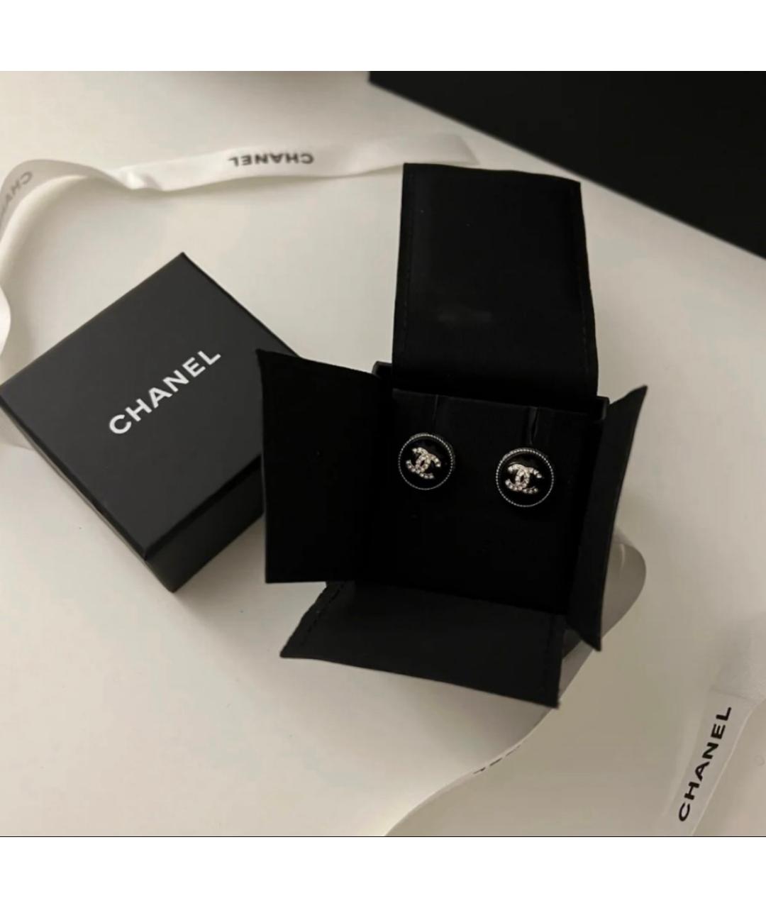 CHANEL Черные металлические серьги, фото 5