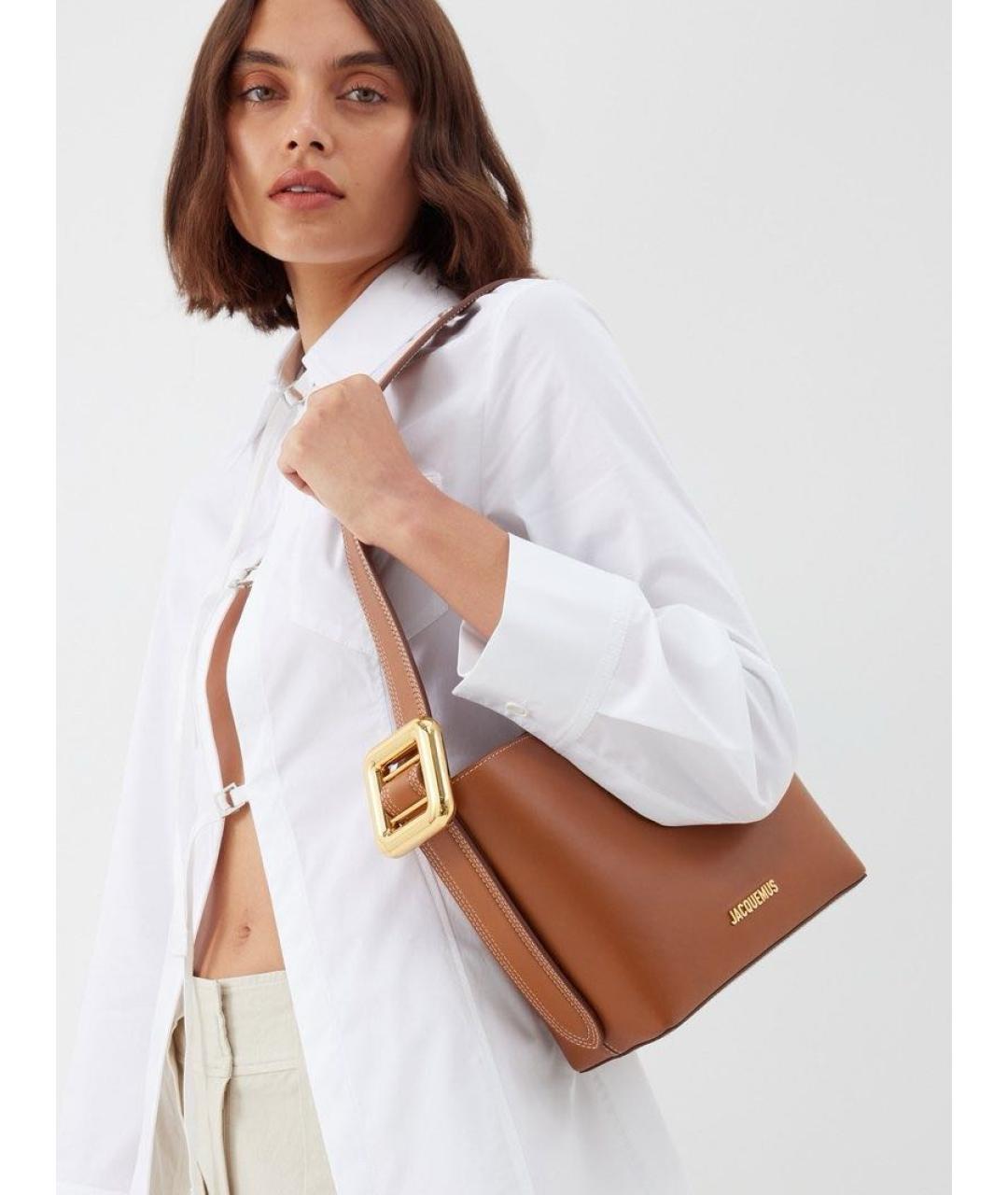 JACQUEMUS Коричневая кожаная сумка тоут, фото 3