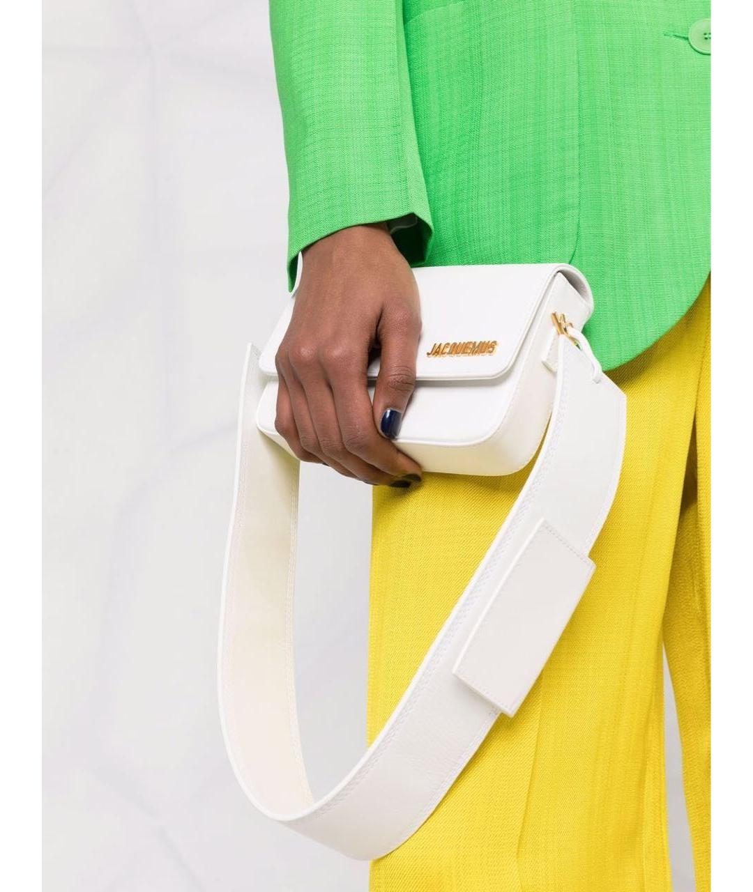 JACQUEMUS Белая кожаная сумка через плечо, фото 4