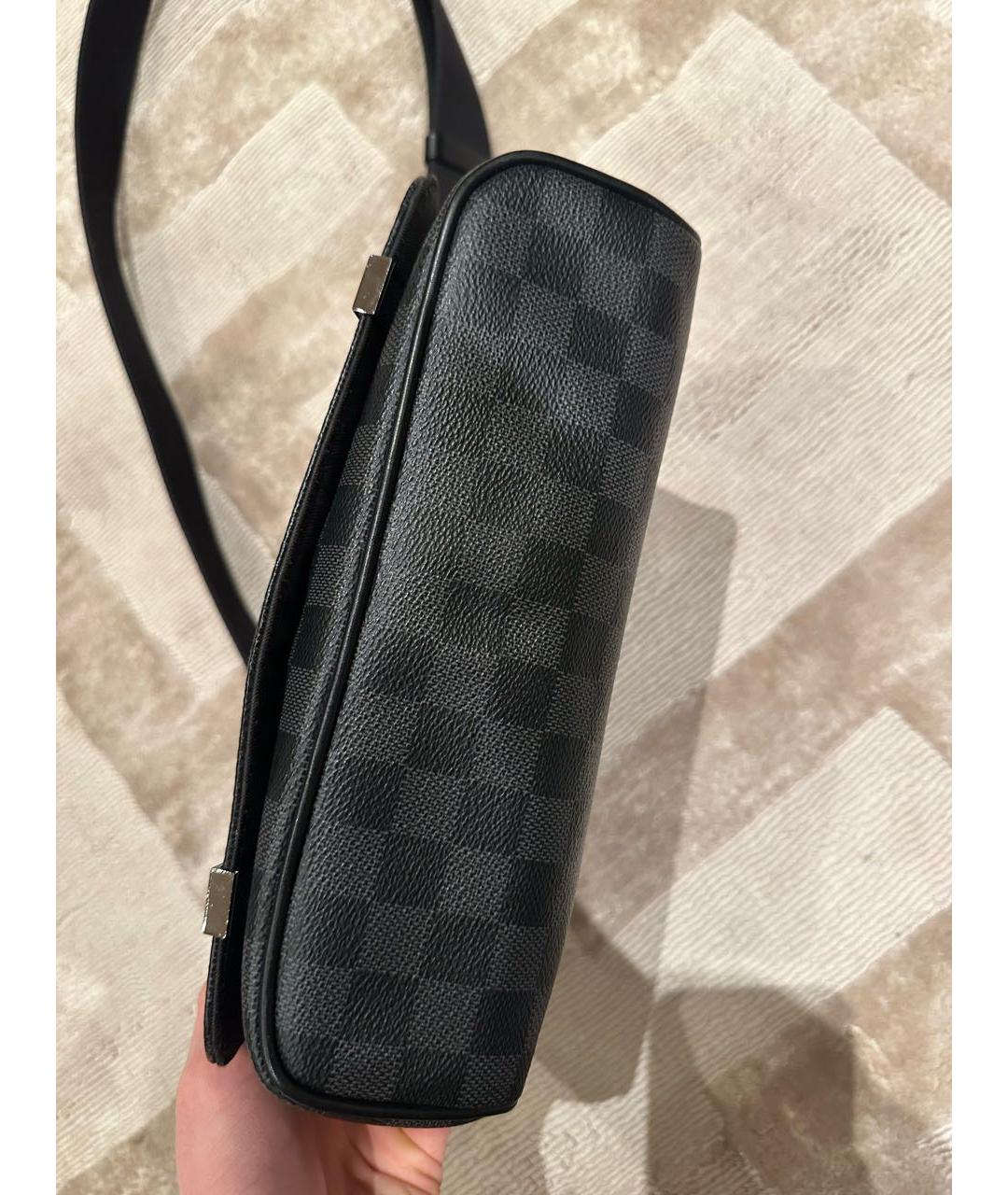 LOUIS VUITTON Черная кожаная сумка на плечо, фото 2