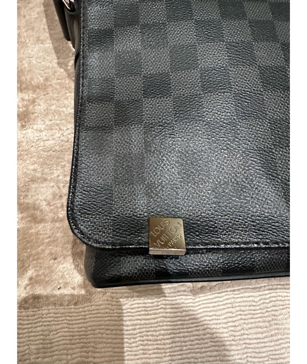 LOUIS VUITTON Черная кожаная сумка на плечо, фото 5
