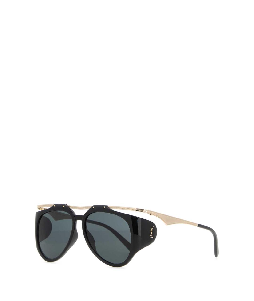 SAINT LAURENT Черные металлические солнцезащитные очки, фото 1