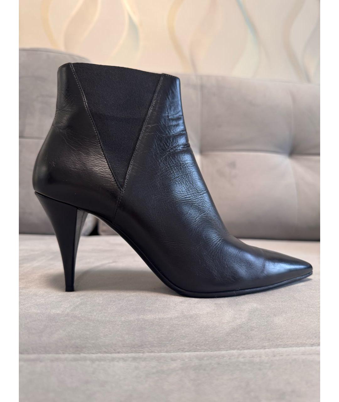SAINT LAURENT Черные кожаные ботильоны, фото 9