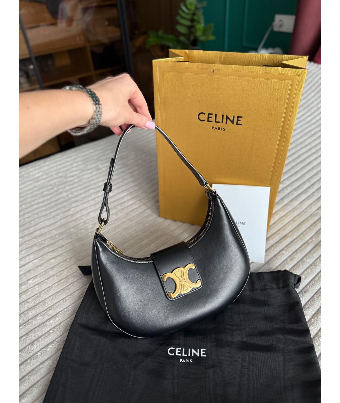 CELINE Черная кожаная сумка через плечо, фото 2