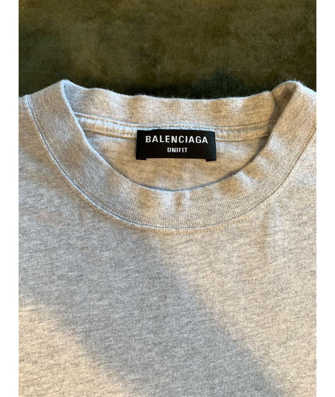 BALENCIAGA Серая хлопковая футболка, фото 3