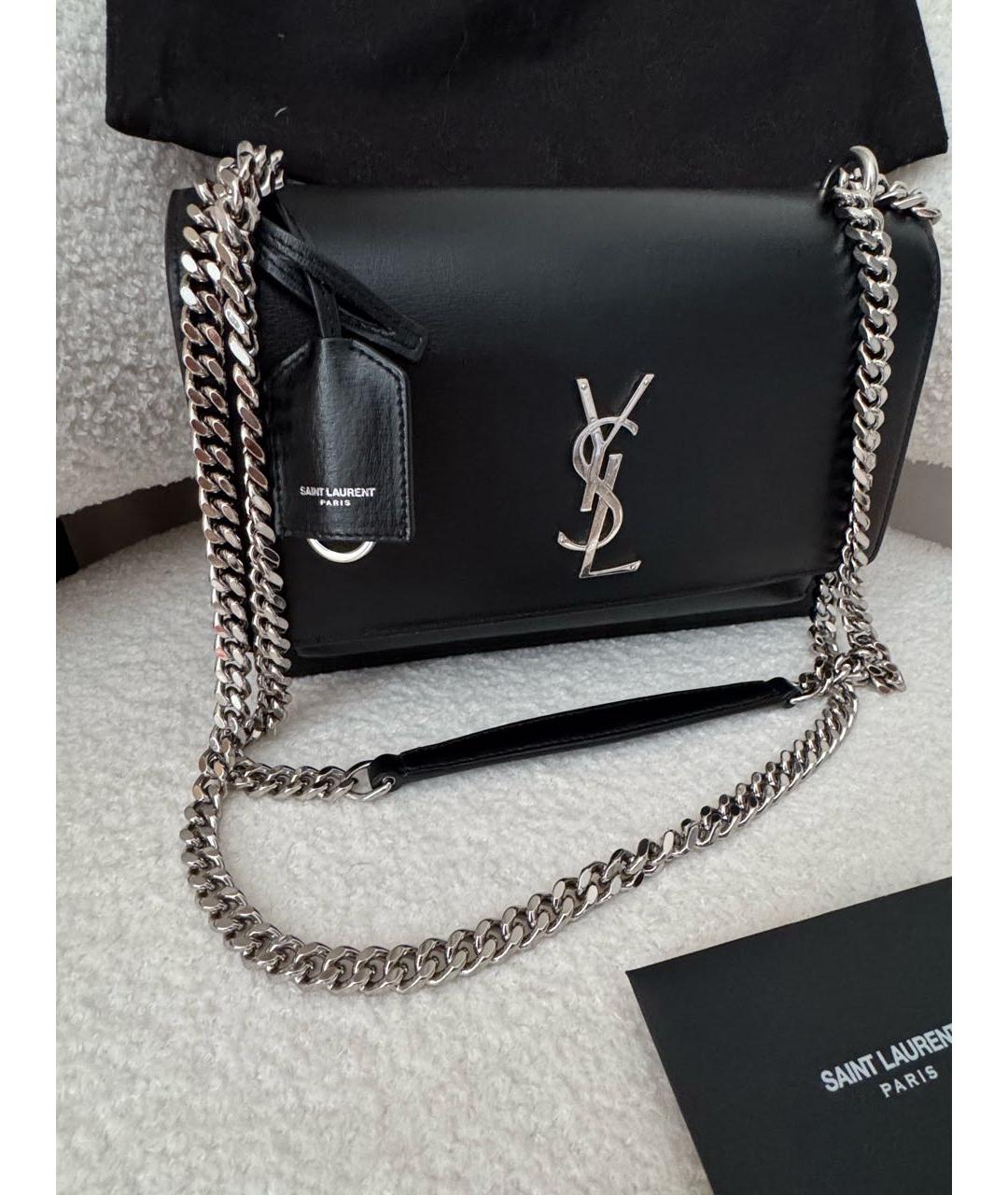 SAINT LAURENT Черная кожаная сумка через плечо, фото 6