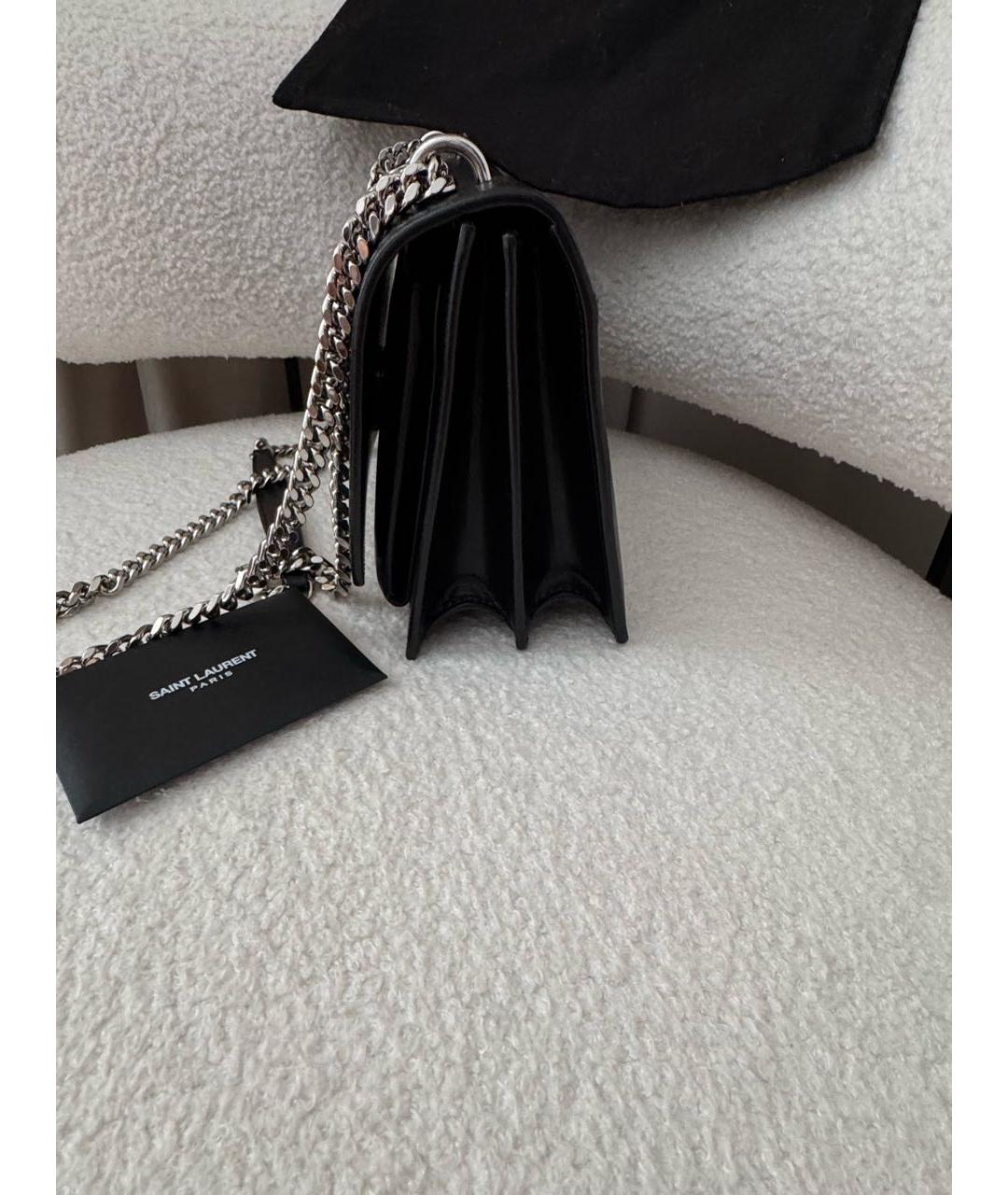 SAINT LAURENT Черная кожаная сумка через плечо, фото 2