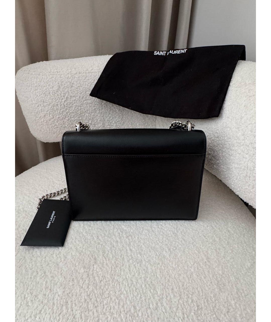 SAINT LAURENT Черная кожаная сумка через плечо, фото 3