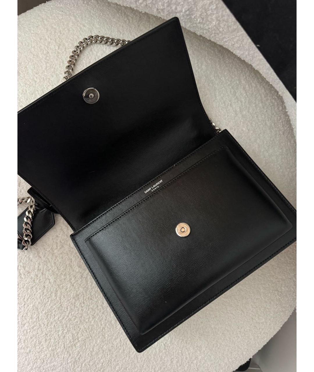SAINT LAURENT Черная кожаная сумка через плечо, фото 4