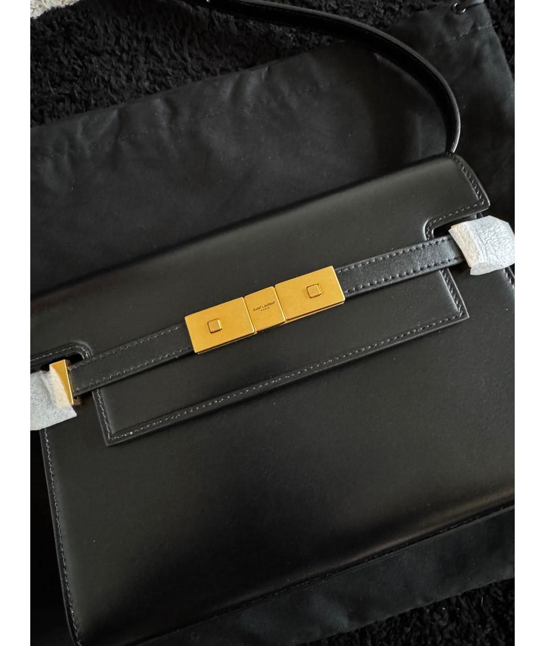 SAINT LAURENT Черная кожаная сумка с короткими ручками, фото 4