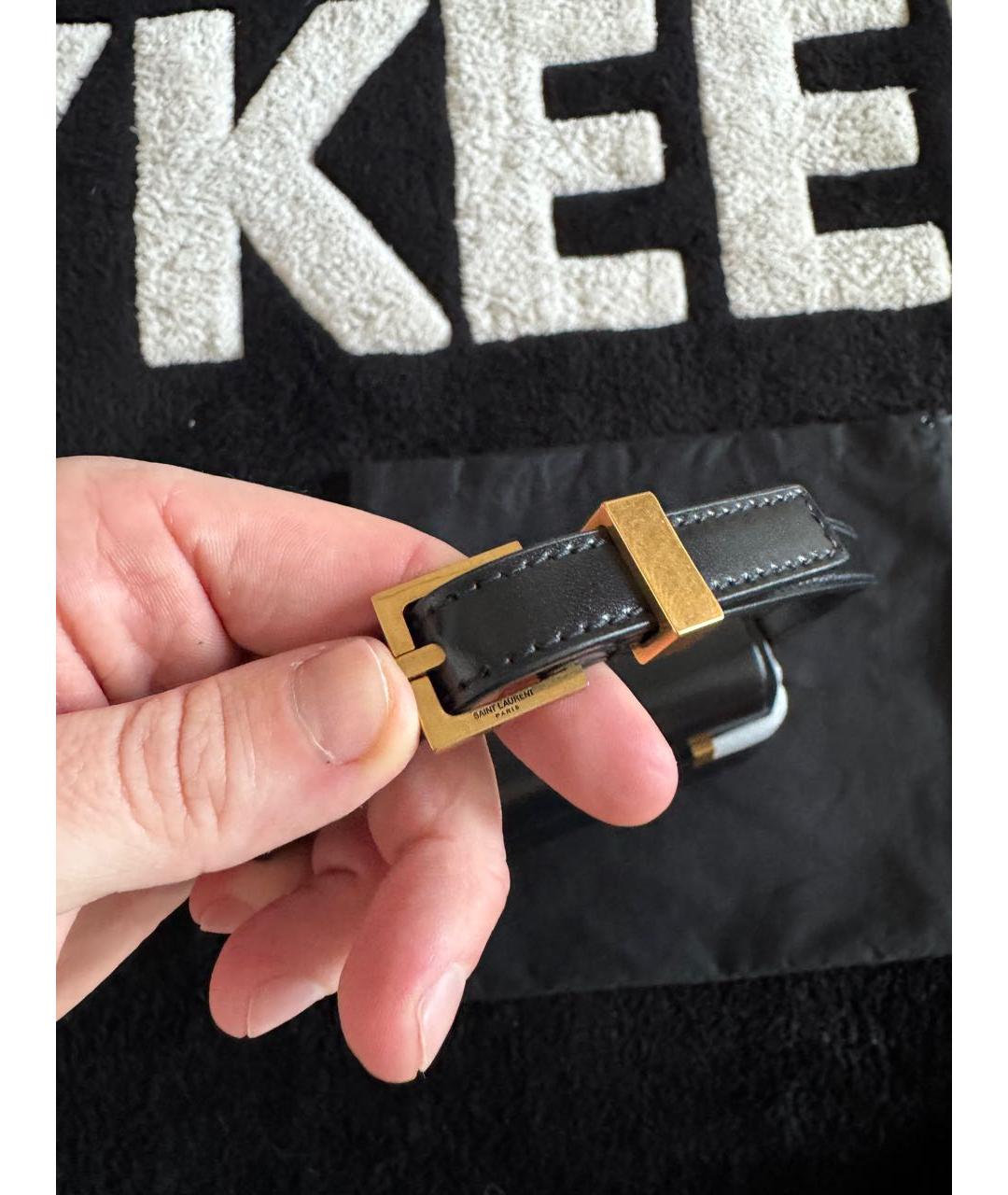 SAINT LAURENT Черная кожаная сумка с короткими ручками, фото 5