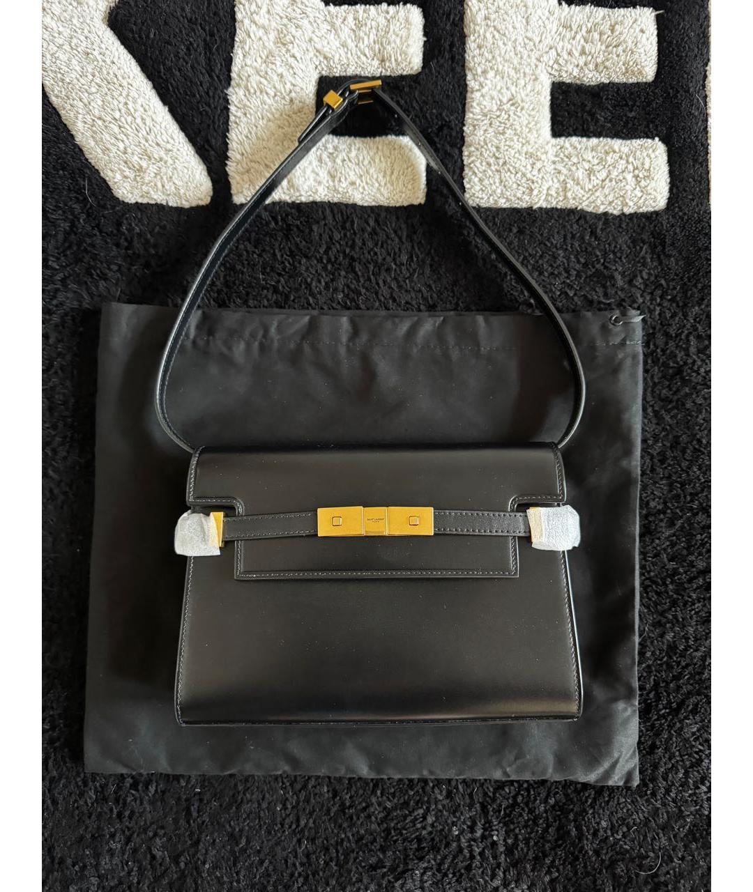 SAINT LAURENT Черная кожаная сумка с короткими ручками, фото 6