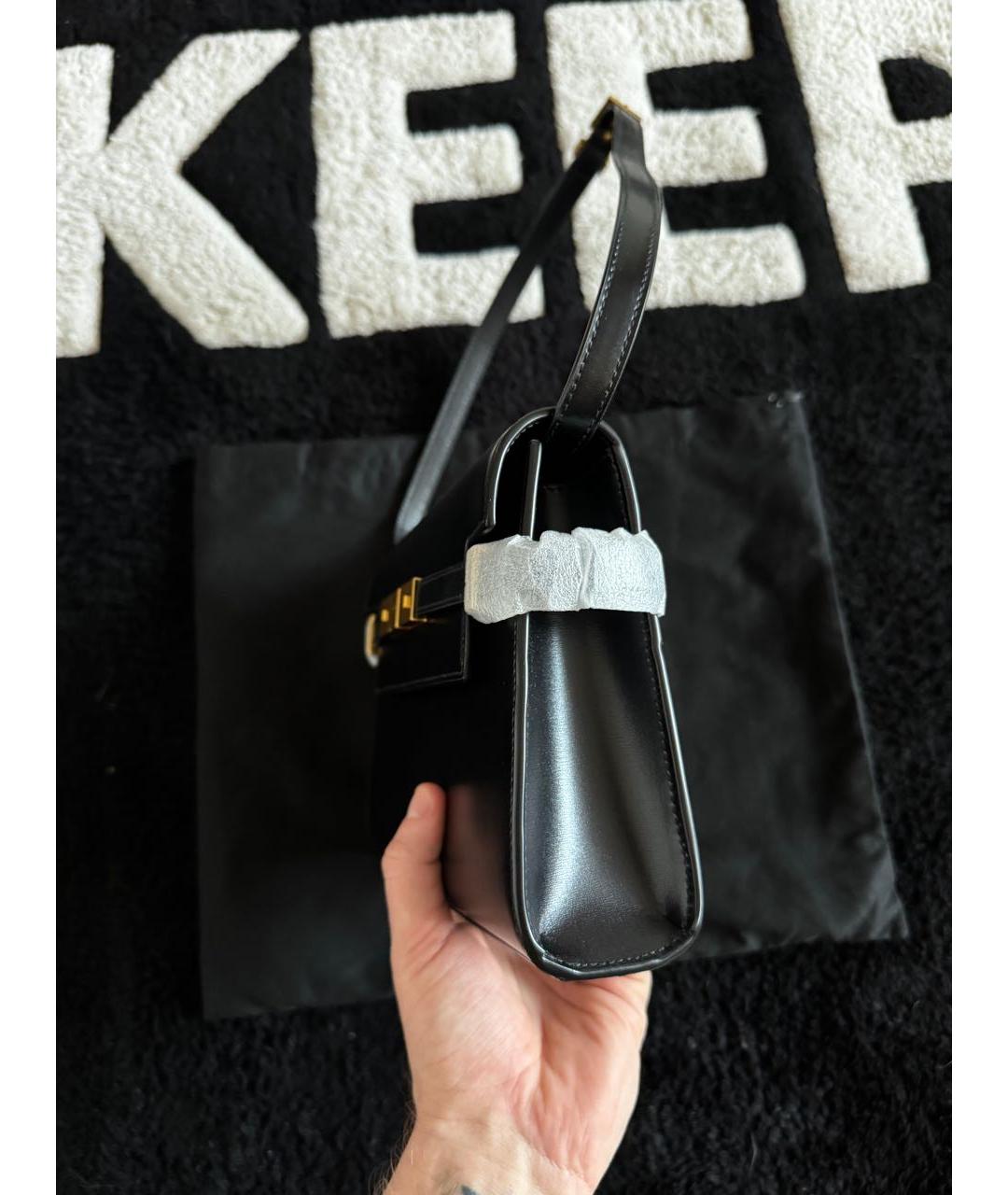 SAINT LAURENT Черная кожаная сумка с короткими ручками, фото 2