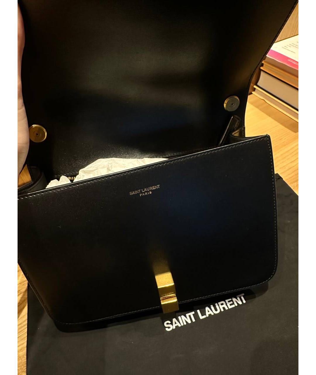 SAINT LAURENT Черная кожаная сумка через плечо, фото 2