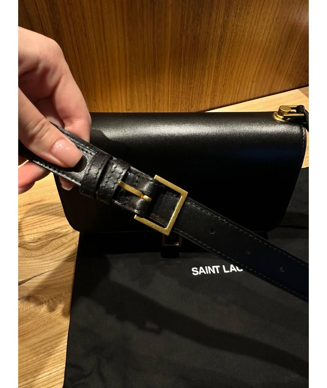 SAINT LAURENT Черная кожаная сумка через плечо, фото 3
