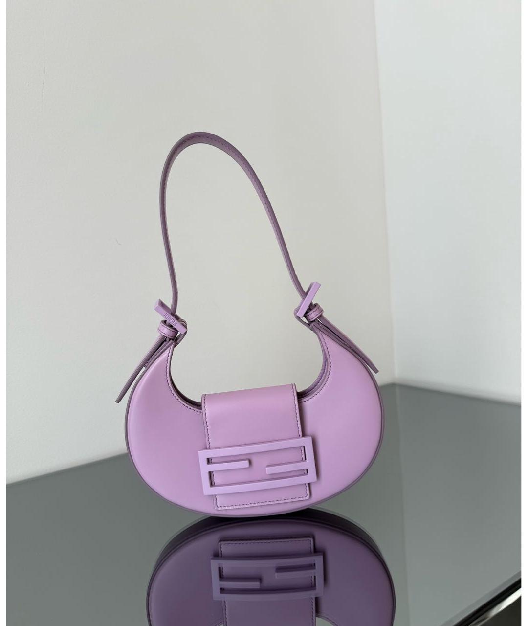 FENDI Фиолетовая кожаная сумка с короткими ручками, фото 6
