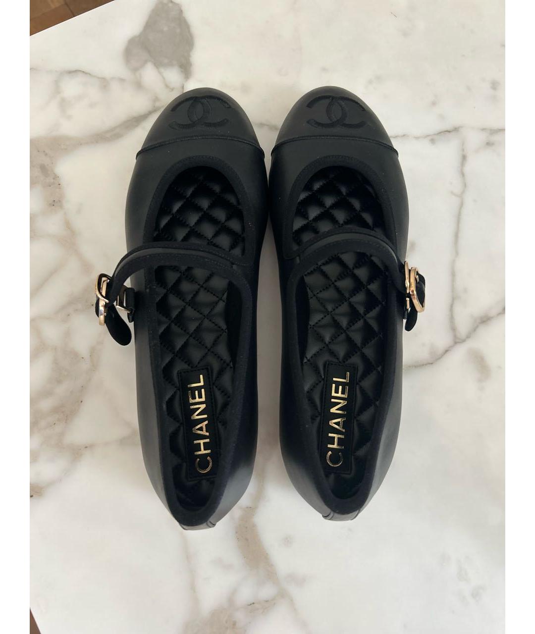 CHANEL Черные кожаные балетки, фото 3