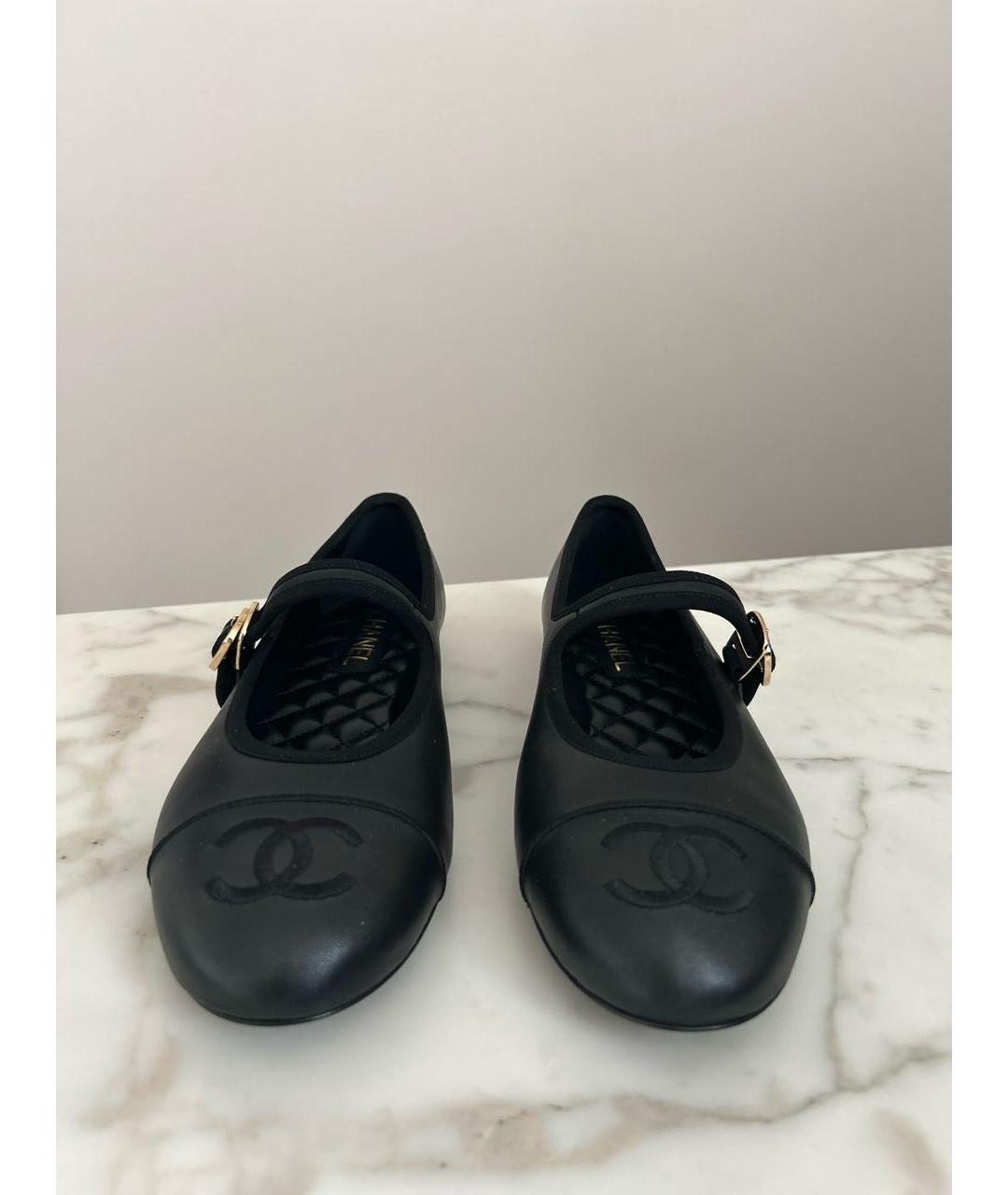 CHANEL Черные кожаные балетки, фото 2