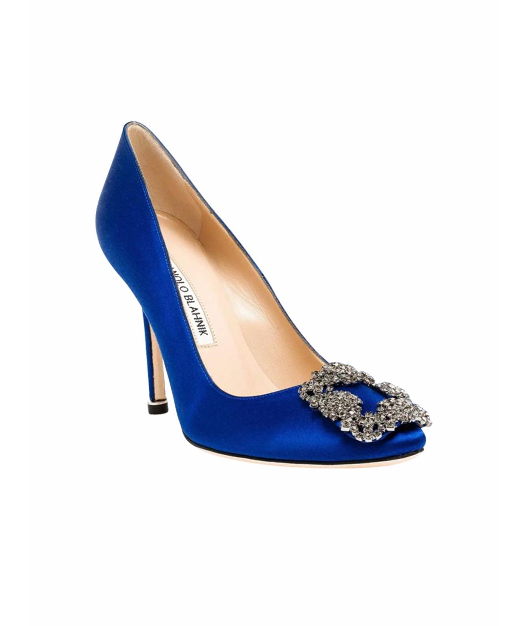 MANOLO BLAHNIK Синие текстильные туфли, фото 1