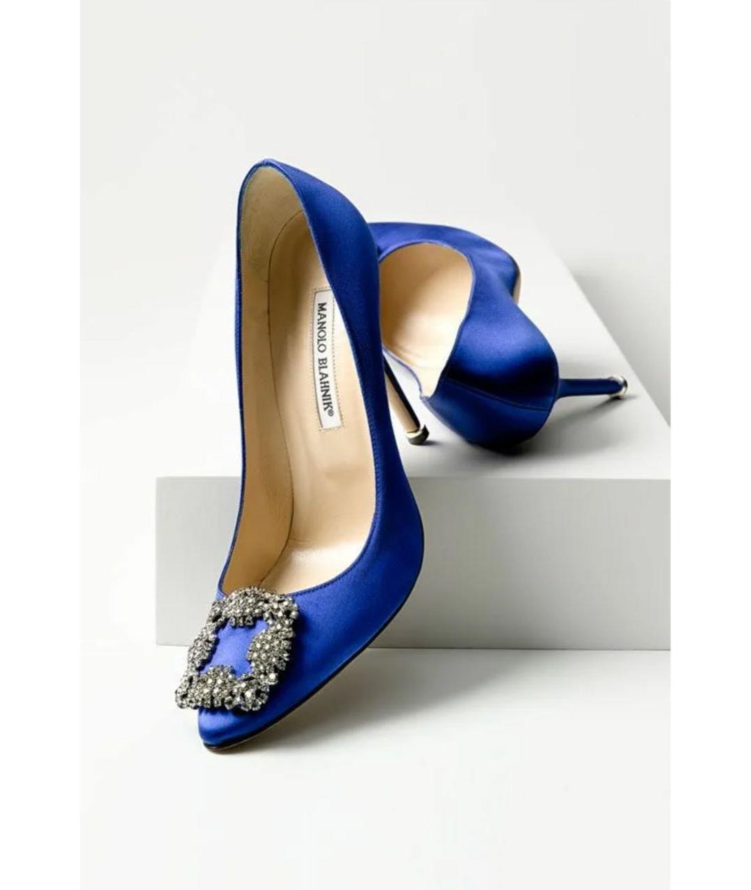 MANOLO BLAHNIK Синие текстильные туфли, фото 3