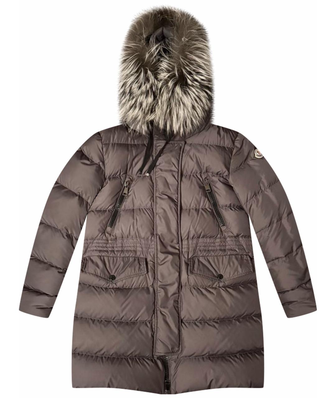 MONCLER Антрацитовый полиэстеровый пуховик, фото 1