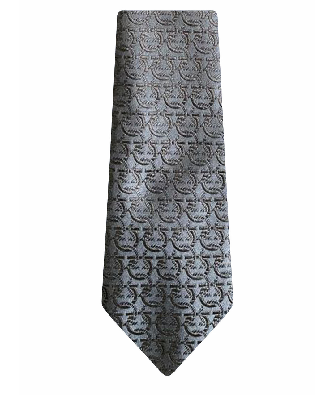 SALVATORE FERRAGAMO Черный шелковый галстук, фото 1
