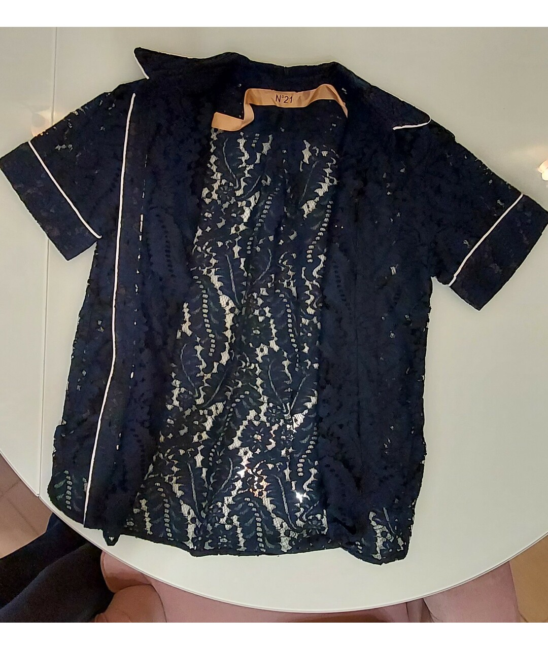 NO. 21 Темно-синяя кружевная рубашка, фото 2