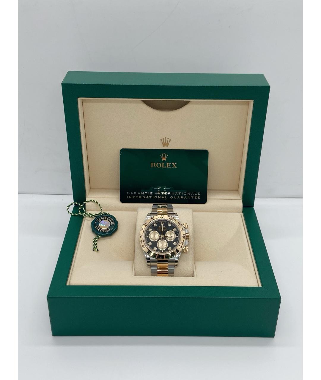 ROLEX Черные часы из желтого золота, фото 2