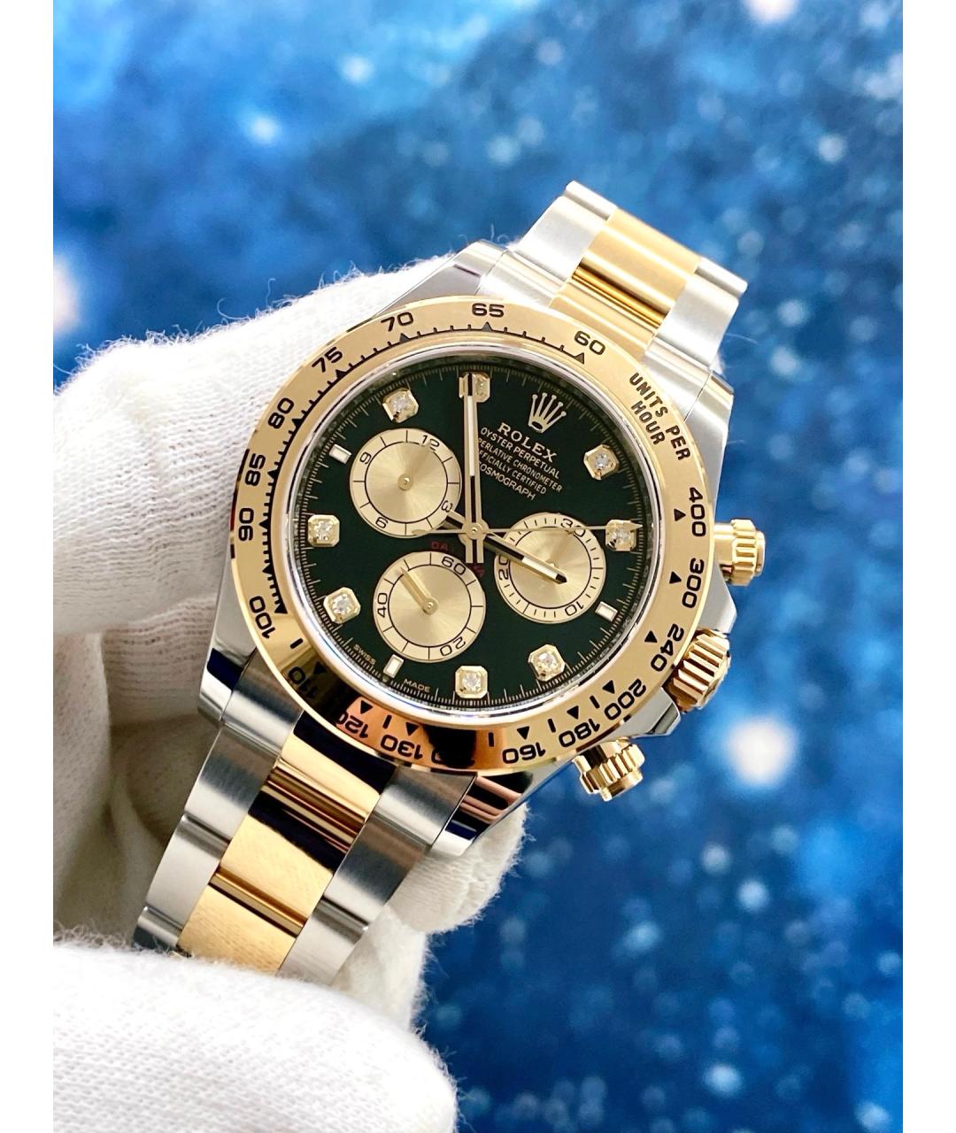 ROLEX Черные часы из желтого золота, фото 10
