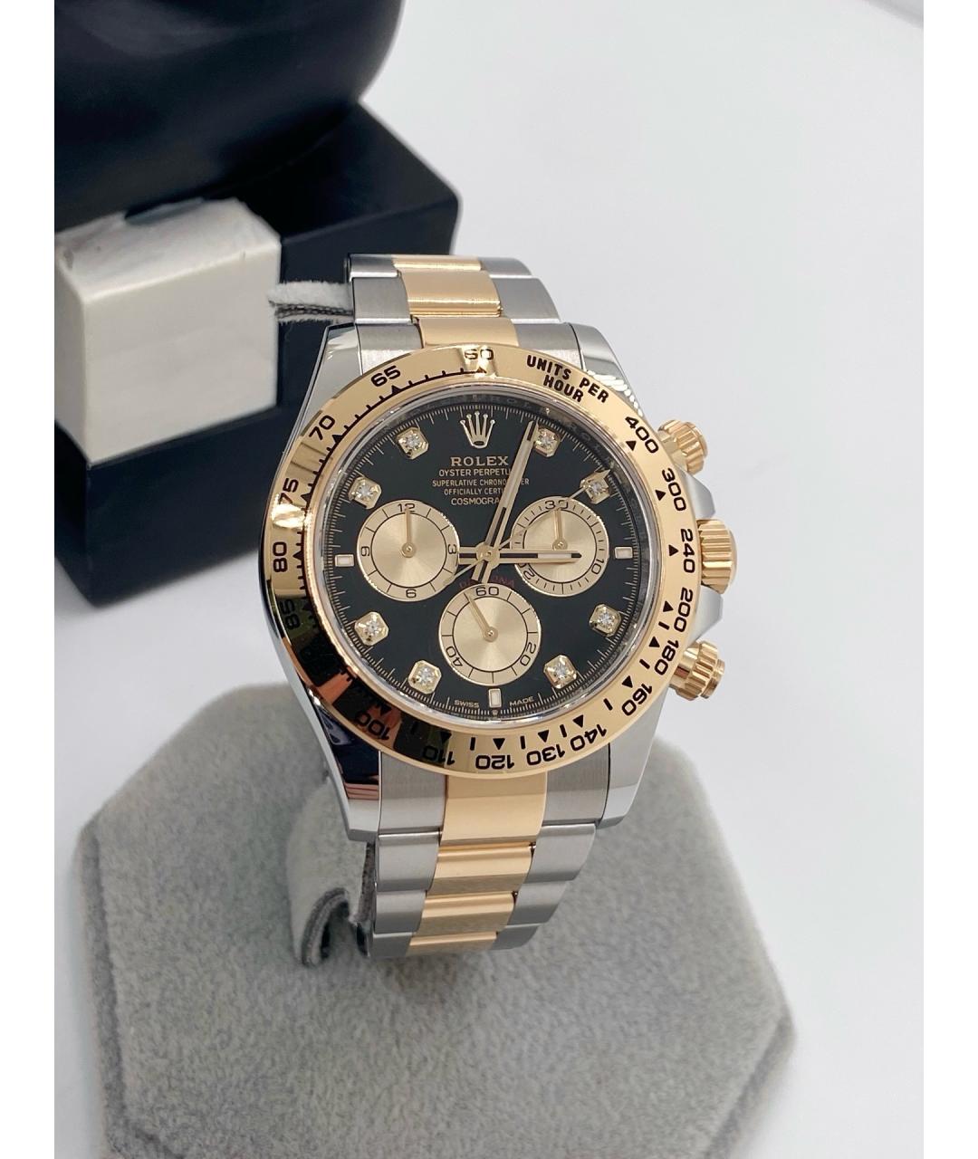 ROLEX Черные часы из желтого золота, фото 3