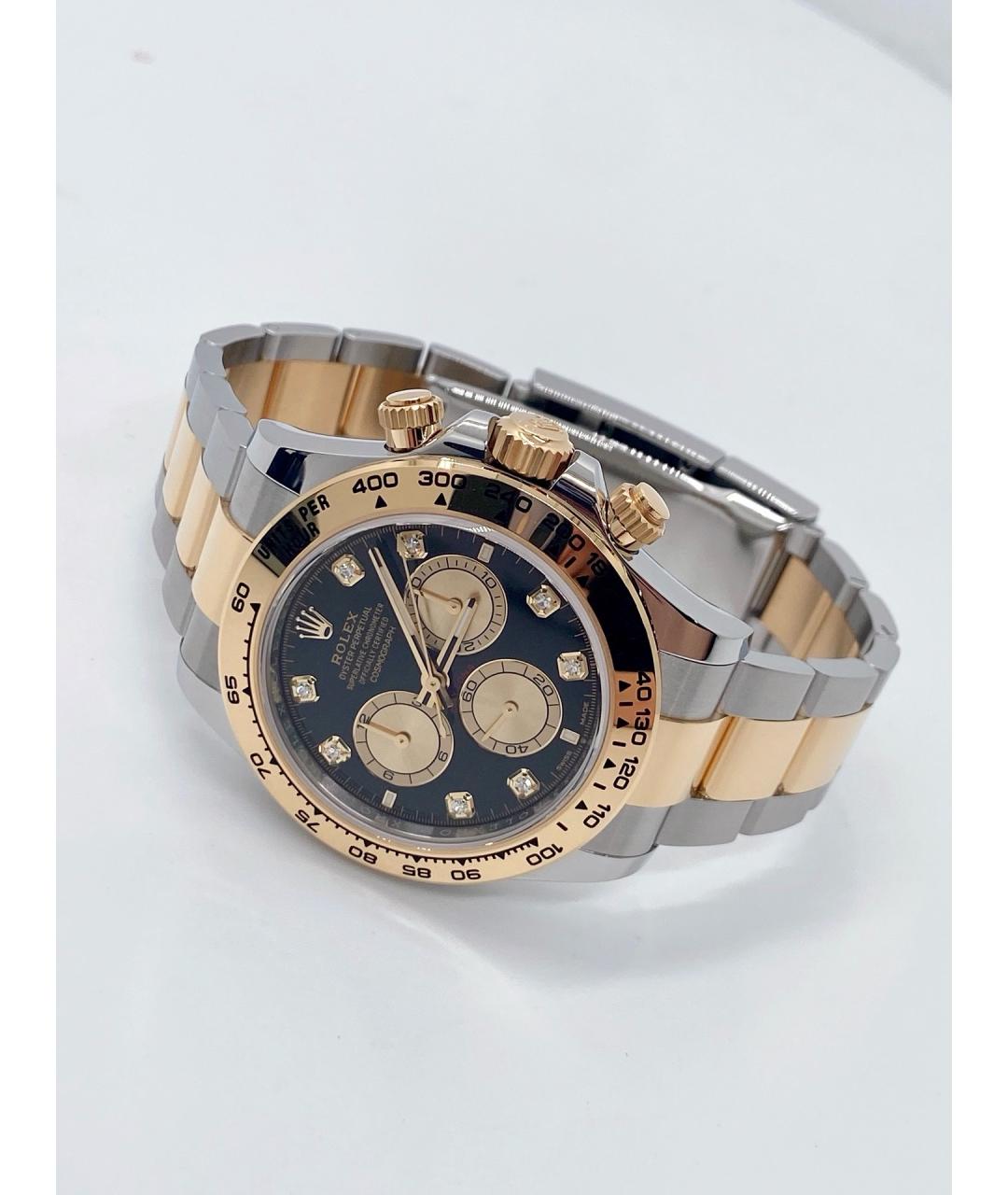 ROLEX Черные часы из желтого золота, фото 6