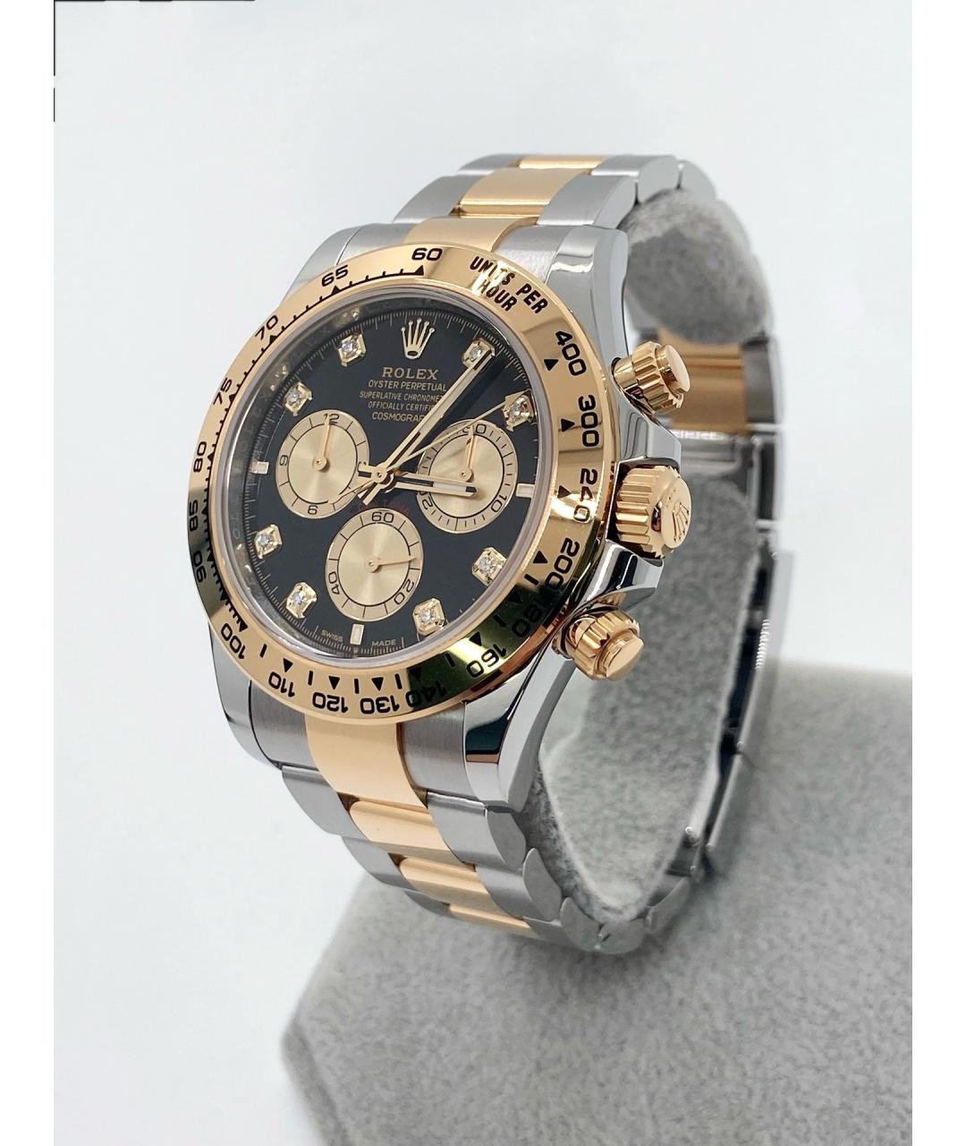 ROLEX Черные часы из желтого золота, фото 4