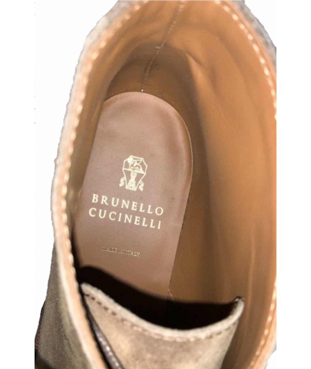 BRUNELLO CUCINELLI Бежевые замшевые высокие ботинки, фото 6