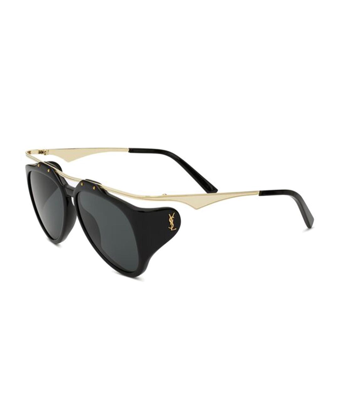 SAINT LAURENT Золотые пластиковые солнцезащитные очки, фото 1
