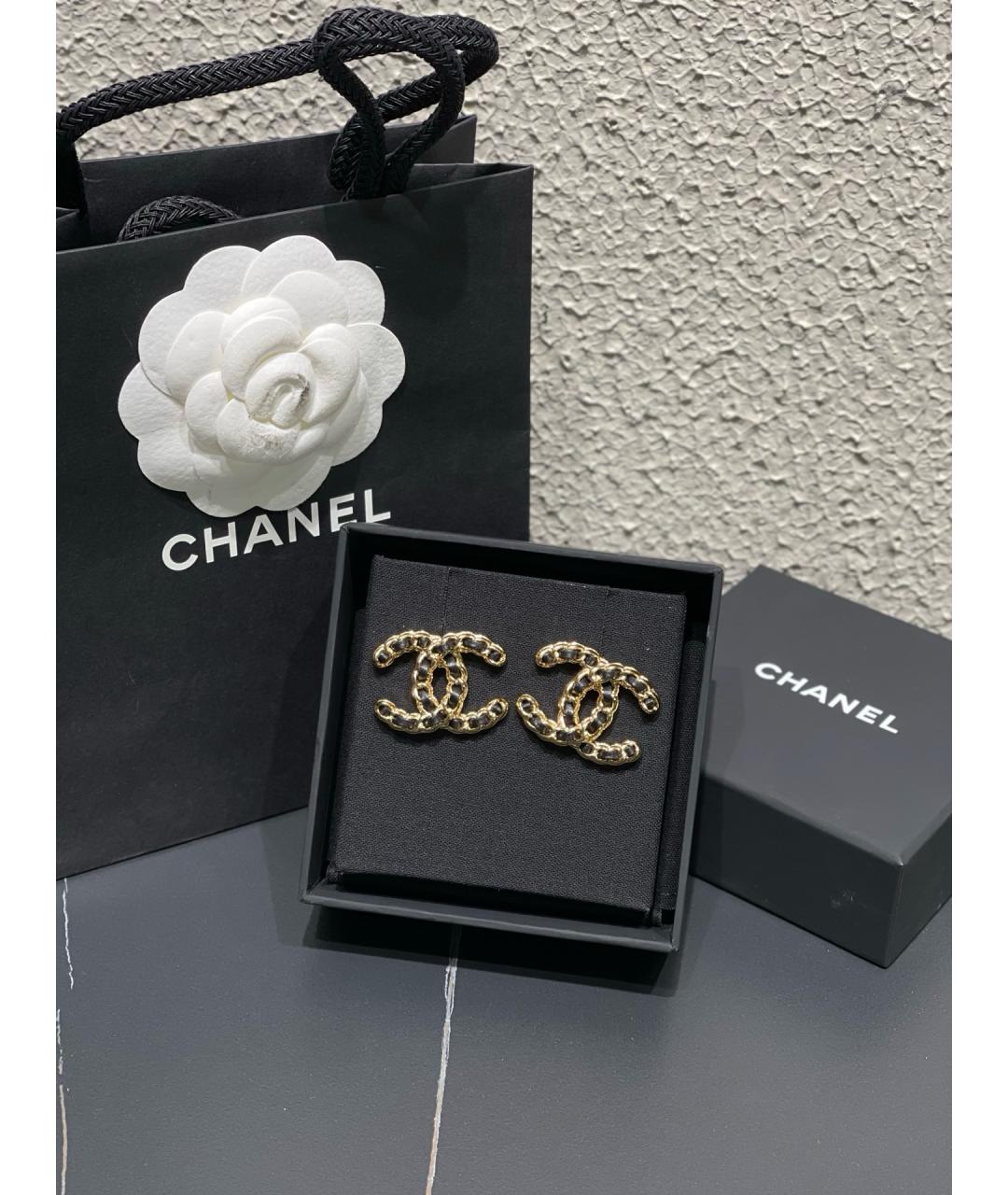 CHANEL Черные металлические серьги, фото 2