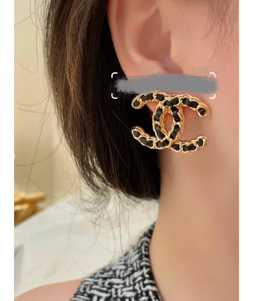 CHANEL Черные металлические серьги, фото 6
