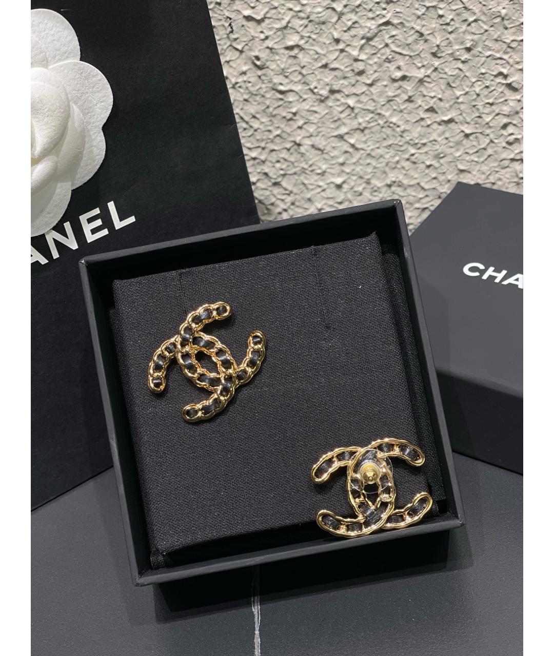 CHANEL Черные металлические серьги, фото 3