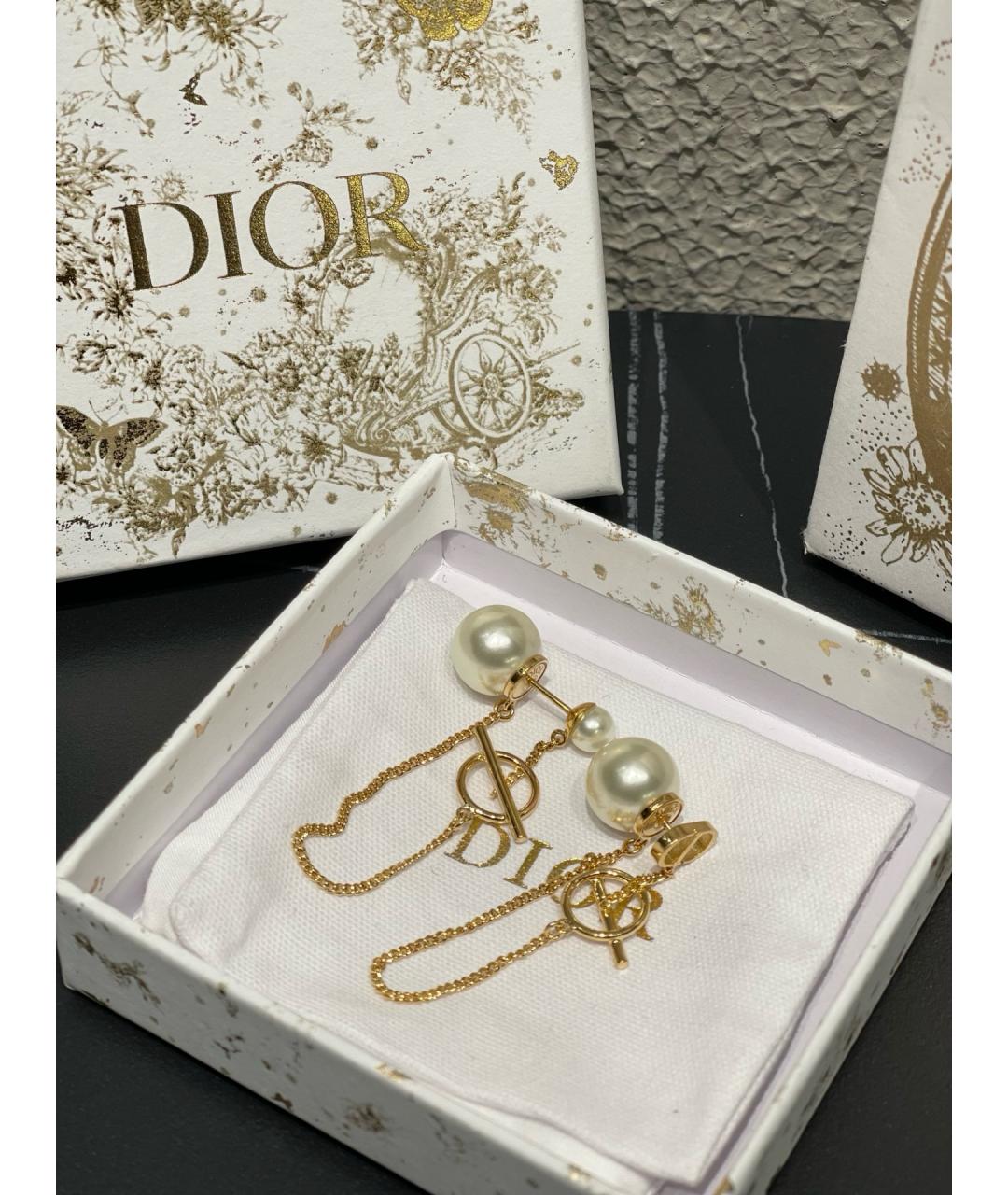 CHRISTIAN DIOR Белые серьги, фото 2