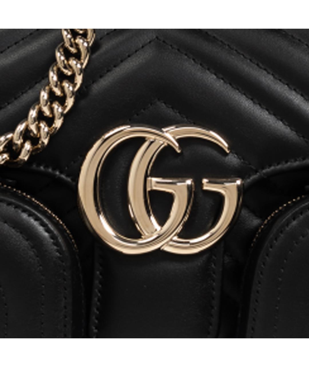 GUCCI Черная кожаная сумка через плечо, фото 5