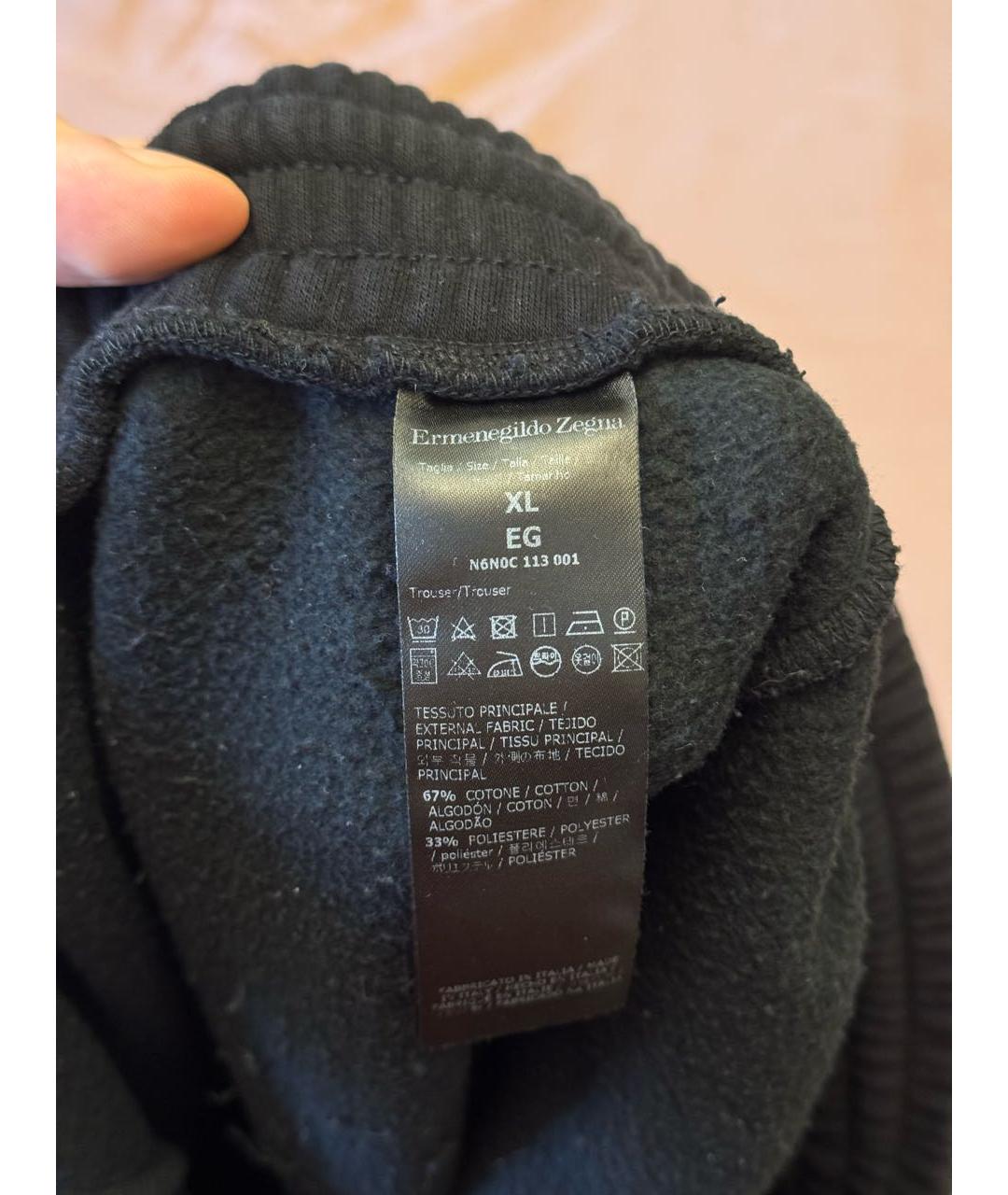 ERMENEGILDO ZEGNA Черные хлопковые повседневные брюки, фото 4