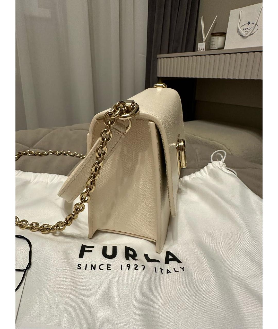 FURLA Бежевая кожаная сумка через плечо, фото 2