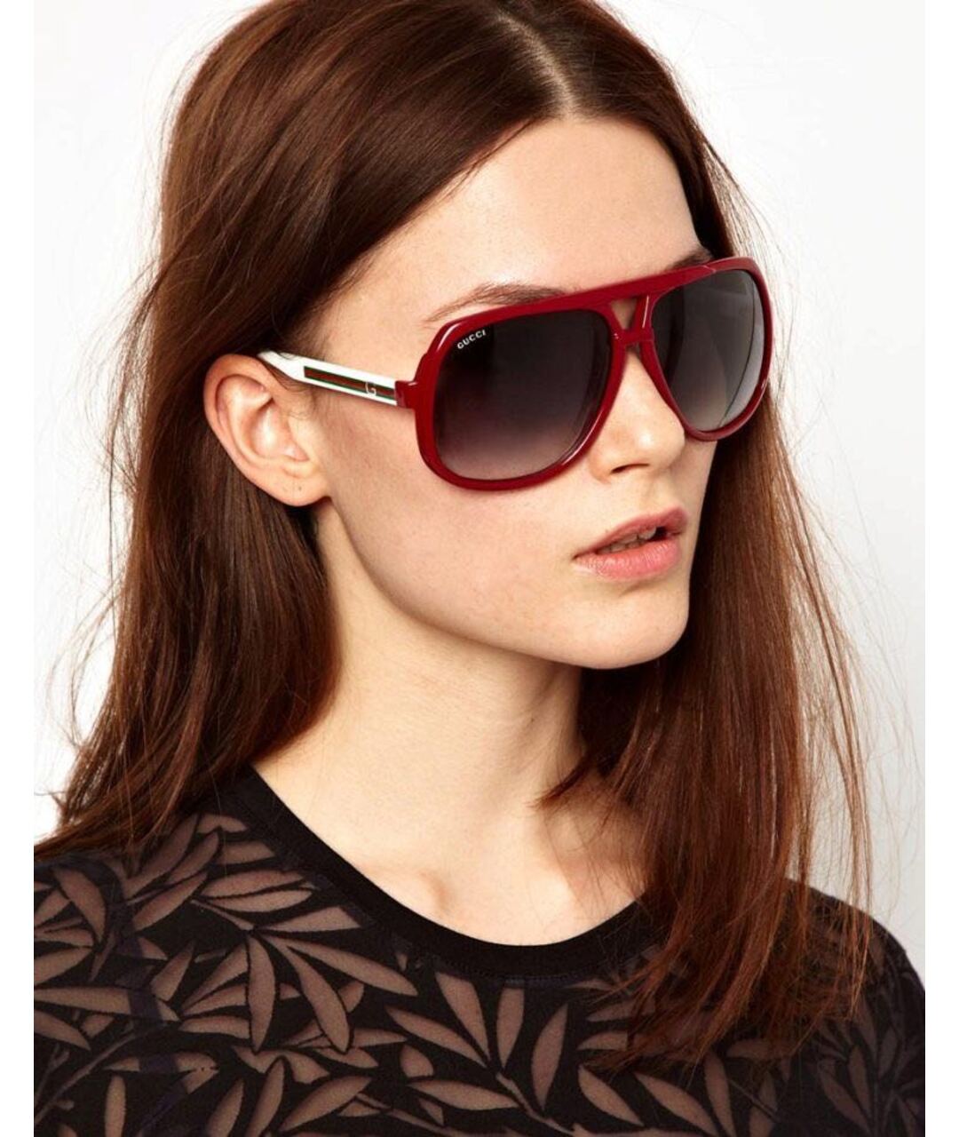 GUCCI Красные пластиковые солнцезащитные очки, фото 8
