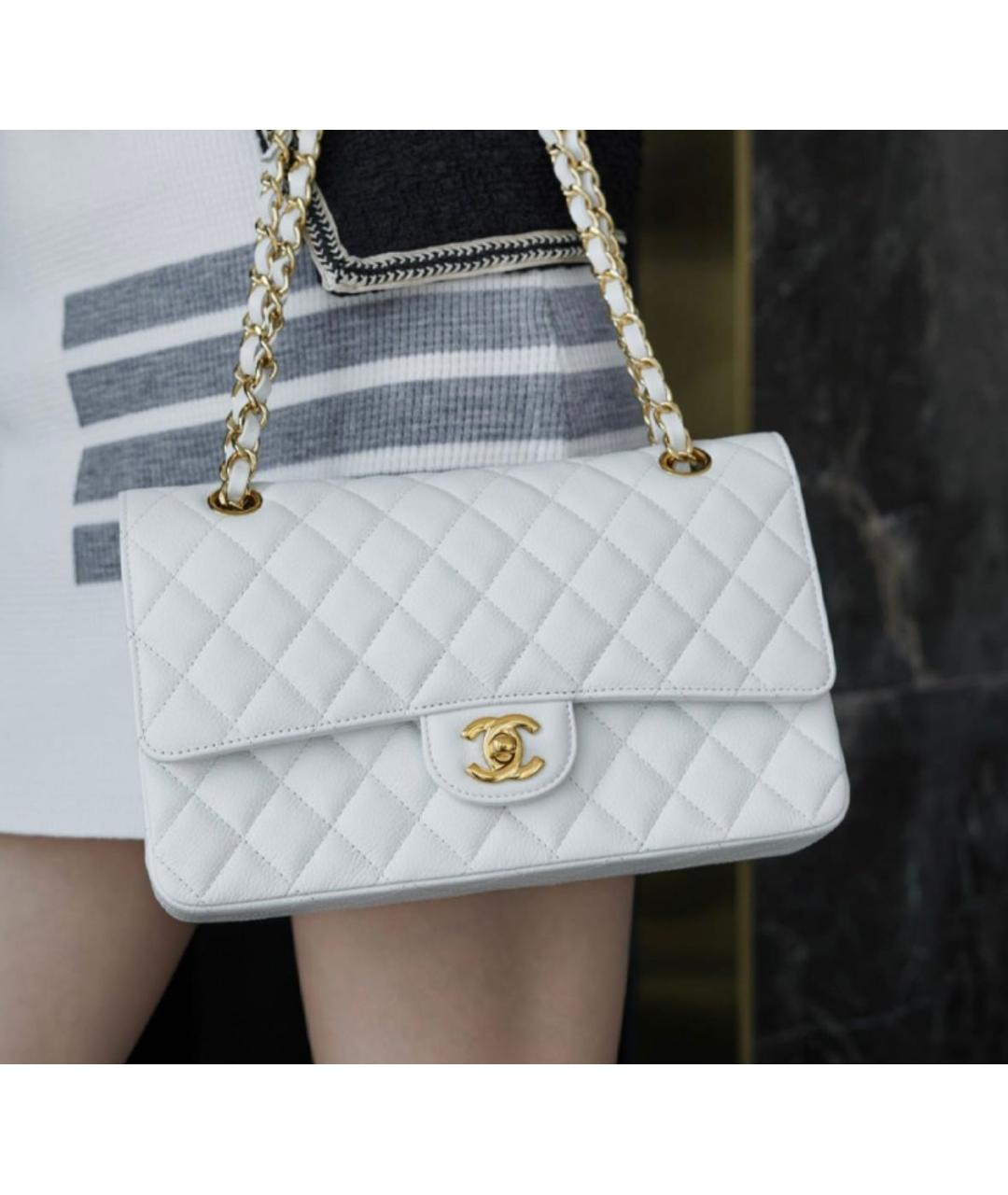 CHANEL Белая кожаная сумка через плечо, фото 4