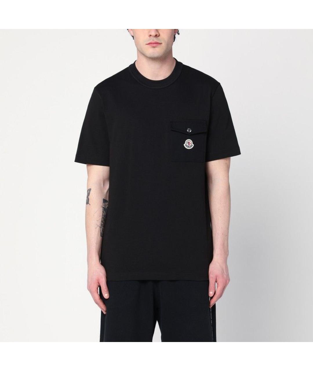 MONCLER Черная хлопковая футболка, фото 3