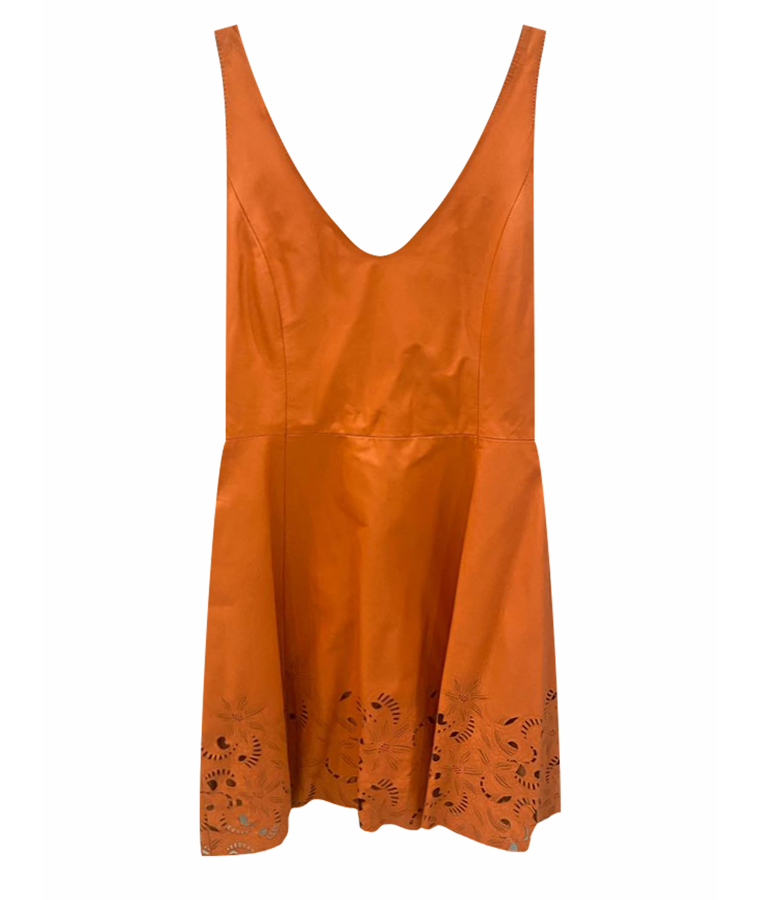 DROME Оранжевое кожаное коктейльное платье, фото 1