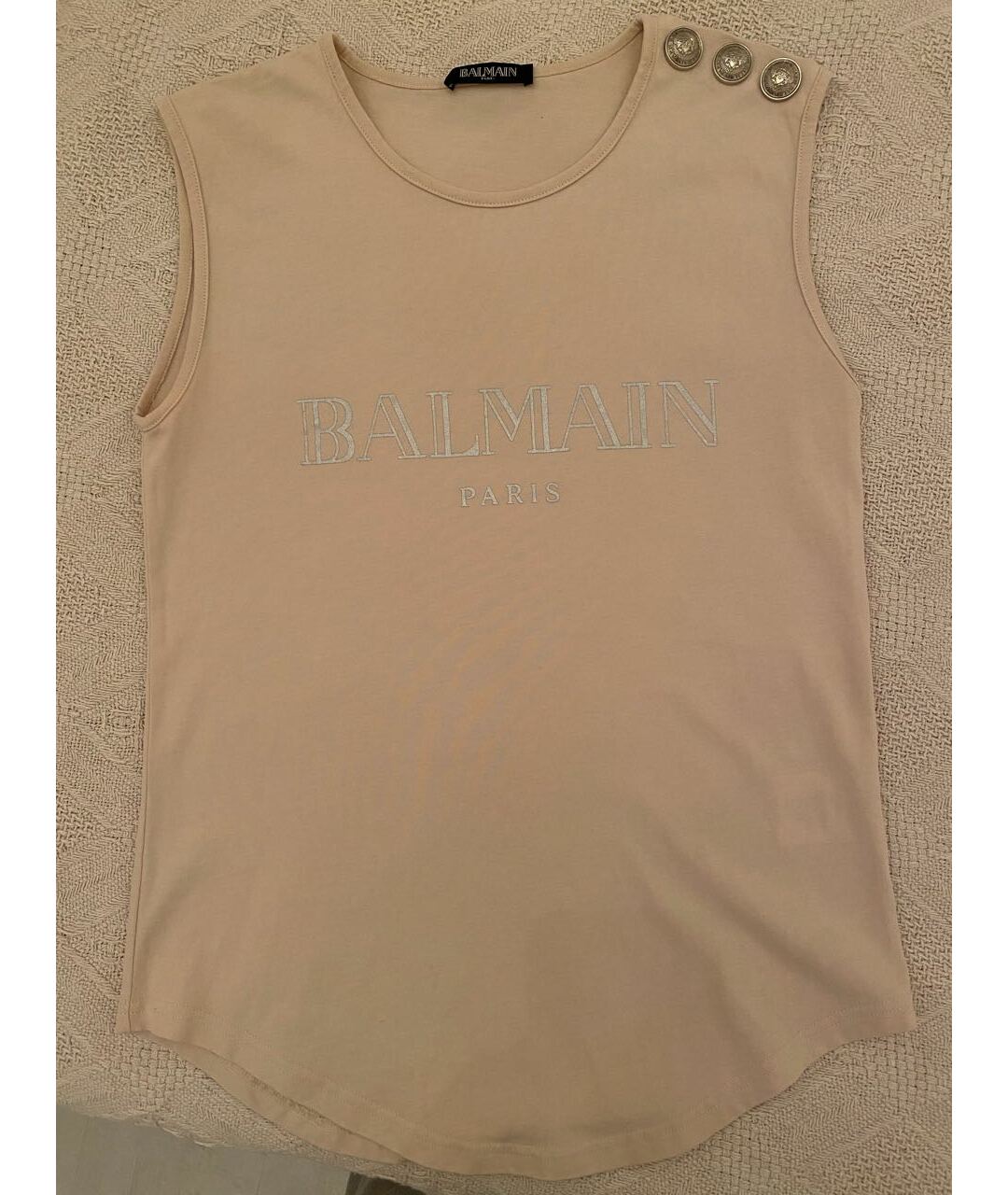 BALMAIN Бежевая хлопковая майка, фото 7