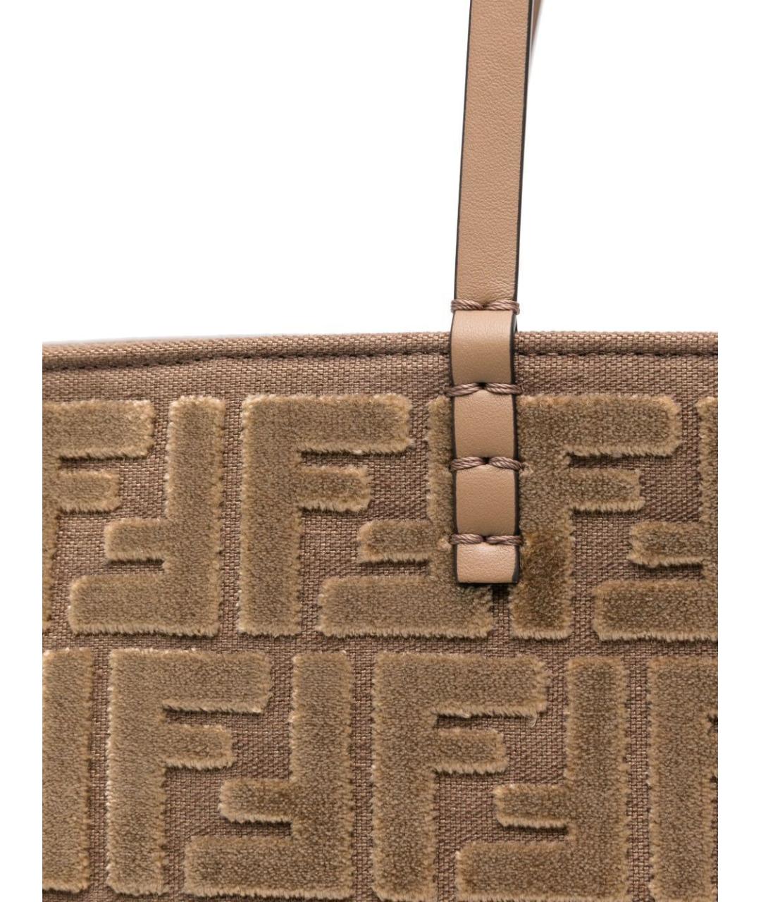 FENDI Бежевая тканевая сумка тоут, фото 4